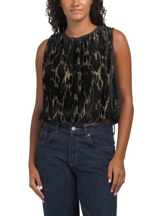 Ciebon Tops - CIEBON Agnese Metallic Burnout Bubble Hem Top
